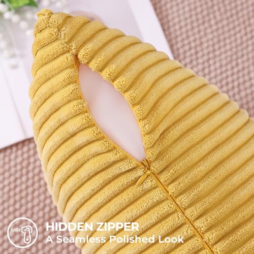 Mecatny Corduroy Decorative Throw Pillow Covers 12x20 Set of 2 for Sofa Living Room, Soft Neutral Boho Couch Pillow Covers for Home Decor, Mustard Yellow
