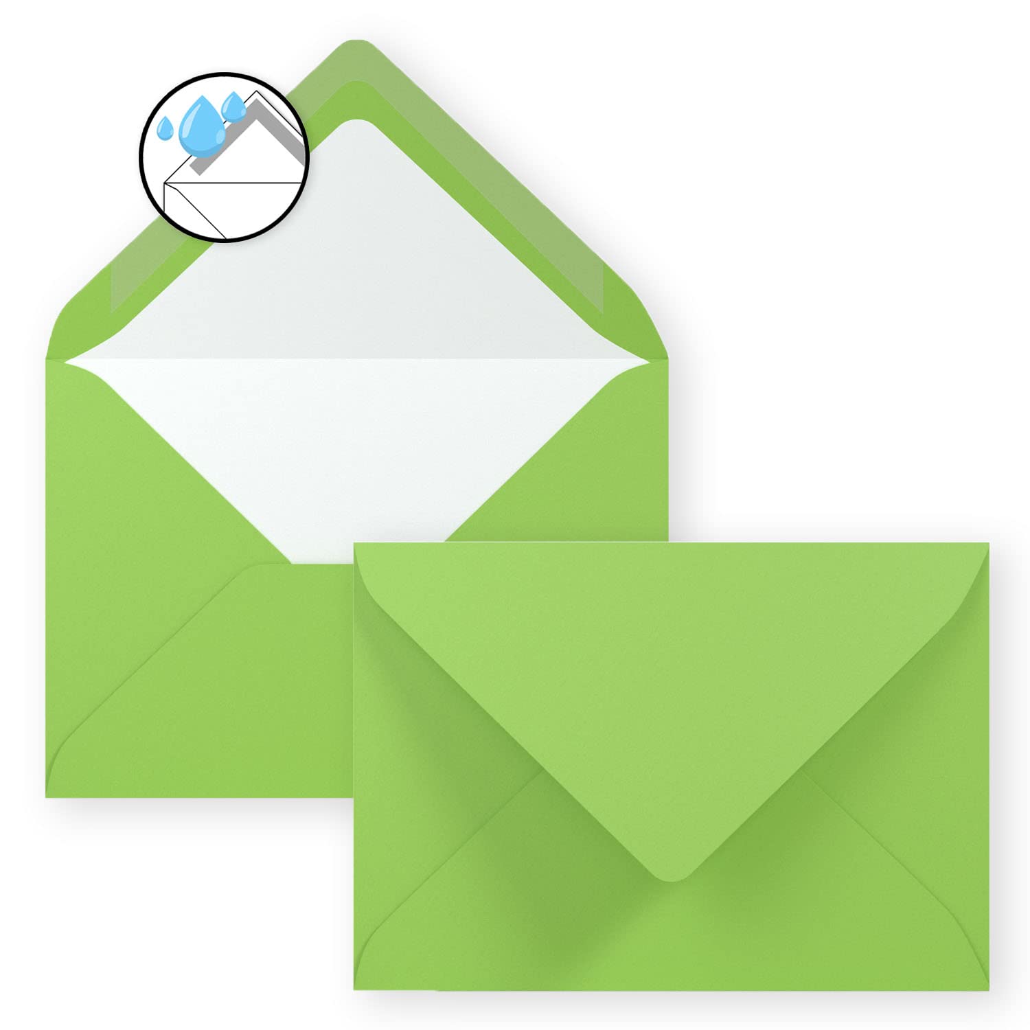 400 buste per lettere, formato DIN B6, 12,5 x 17,6 cm, carta vergata, fodera in carta velina di alta qualità, per Natale e occasioni festive, colore verde chiaro