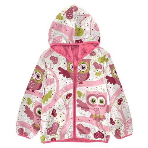 OTVEE Doodle Bird Owl Animals Kids Hoodie Jacket Fall Spring Full Zip Warm Outwear Coat