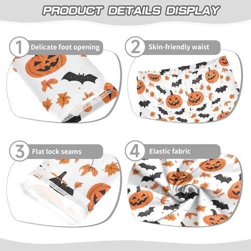 Girls Leggings Soft Toddler Ankle Length Bottoms Halloween Pumpkin Bat Kids Dance Yoga Pants 4-10 Years3