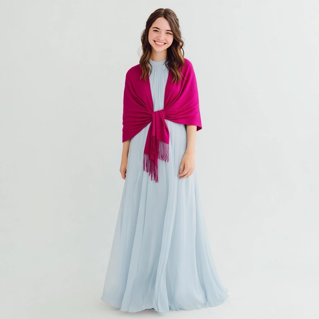 Pashmina Feel Shawl Wraps for Women Evening Dresses and Wedding Cover Up Formal Soft Silky Rave Scarf Elegant - Image 6