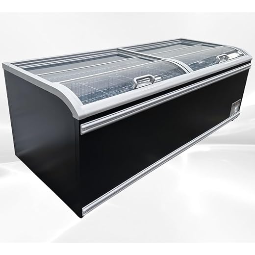 Chest Freezer for Supermarket Meat Freezer Glass sliding Door 83" Black Showcase Freezer Curve Display Top w/Storage Baskets 21 Cu.Ft HN21A-U