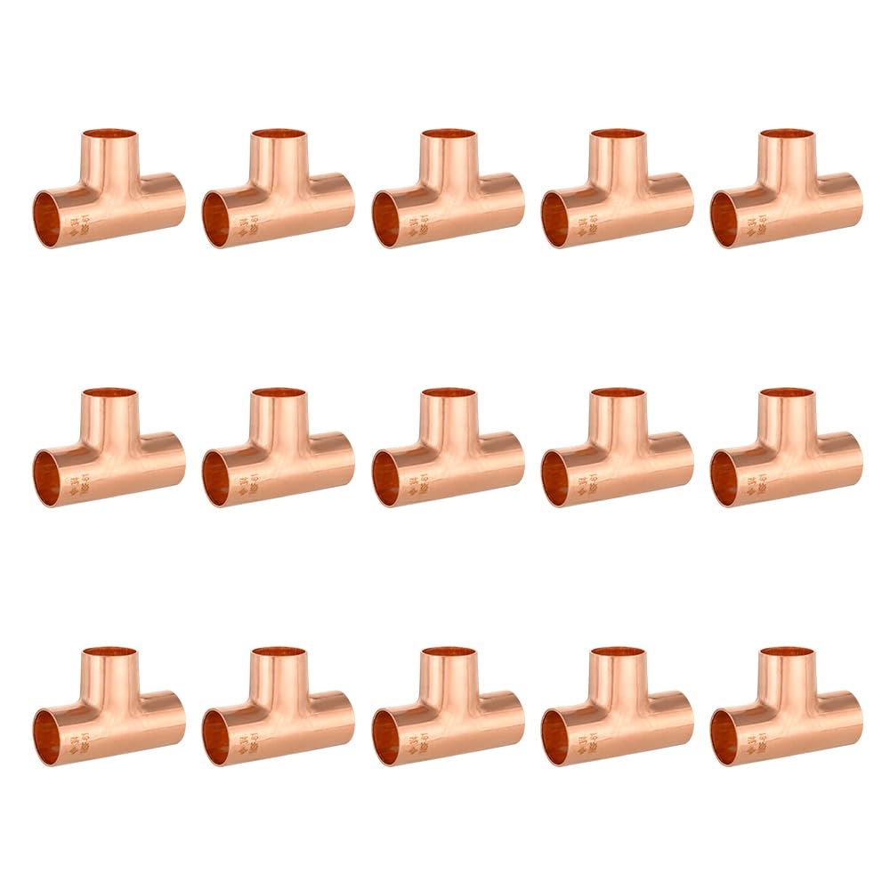EFIELD - Juego de 15 accesorios de fontanería de cobre de 3/4 x 3/4 x 3/4 pulgadas C x CX C, accesorios de fontanería de cobre LF con conexión de soldadura por sudor