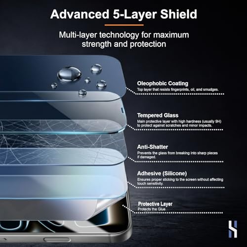 Image of Tempered Glass for iPhone 17 Pro Military Grade 9H Screen Guard, Anti-Scratch, Shatterproof, Edge-to-Edge Full Coverage - Black Border