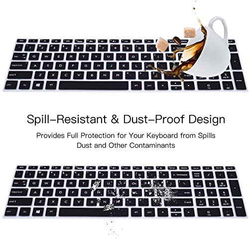 IKammo 2 Coperture In Silicone Per Tastiera Laptop HP 15.6 Pollici – Proteggi Da Polvere E Liquidi (Nero + Trasparente)