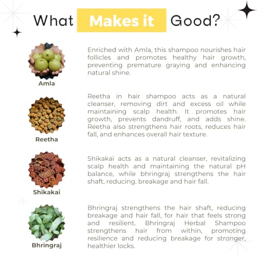 Image of Namchi Natural KHADI Natural Amla, Reetha, Shikakai & Bhringraj Shampoo | Anto Hair Fall & Damage Repair | Sulfate, SLS & Paraben Free | 210 ML
