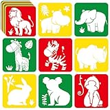 36 Pcs Animal Stencils for Painting 8 Inch Large Drawing Stencils for Kids Assorted Reusable Sidewalk Stencils Washable Painting Template for Crafts Wood Paper Scrapbook Wedding DIY Art