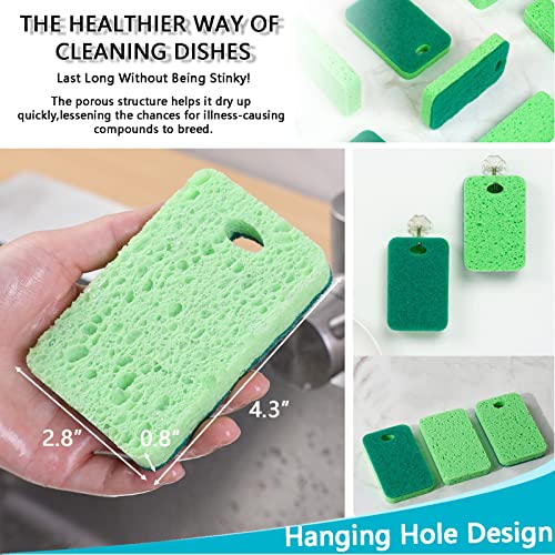 Image of Kitchen Cleaning Sponges, 6 Pack Heavy Duty Scrub Sponges Cleans Fast Non-Scratch Sponge for Washing Dishes and Cleaning Kitchen (Dark Green)