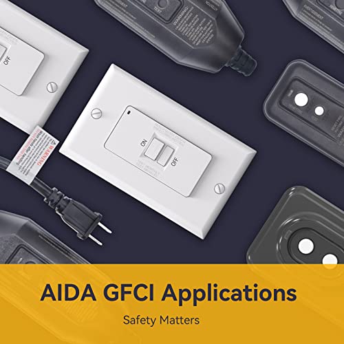 Aida Self-Test 20 Amp Blank Face Gfci Indoor Receptacle Ground Fault Circuit Interrupter Faceless Gfci With Led Indicator,Ul Listed,Back &Side Wire (White, 1Pack) #TOP6