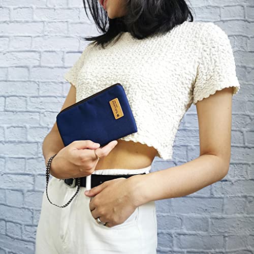 Image of Taianda Women Phone Wristlet Wallet Pouch, Zippered Dual Slots (Navy Blue)