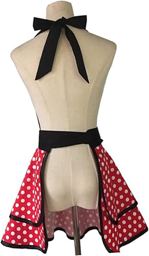 Miniatura 3 de BESPORTBLE Cotton Dot Pattern Double-layer Cooking Apron with Neck Strap Reusable Household Bib Apron for Men Women for Kitchen Hotel Bakery