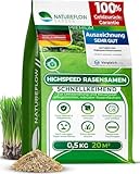 Rasensamen Schnellkeimend Frühjahr – TEST SEHR GUT – Grassamen Schnellkeimend für Rasen & Rasen Nachsaat 0,5 kg für 20 qm – Rasensaat für Nachsaat Rasen Frühjahr, Saisonstart, kräftiges Wachstum