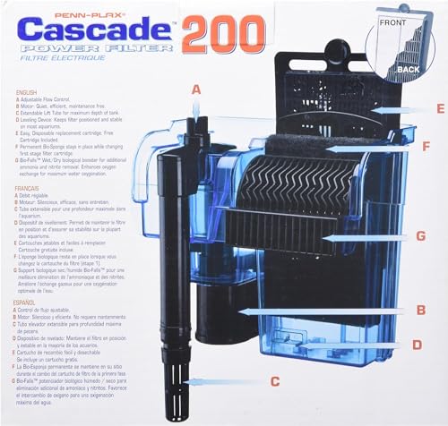 Image of Penn-Plax Cascade 200 Power Filter - Hang-On Filter with Quad Filtration - Great for Freshwater and Saltwater Setups