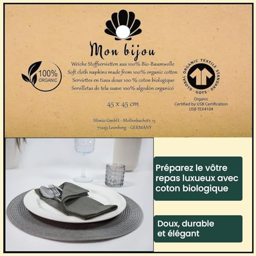 Serviettes de Table Tissu Coton Lavables Réutilisables Restauration