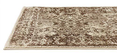 Unique Loom Imperial Collection Distressed, Modern, Traditional, Bright Colors, Vintage, Border Area Rug, 2 ft x 6 ft, Ivory/Dark Brown - Image 6