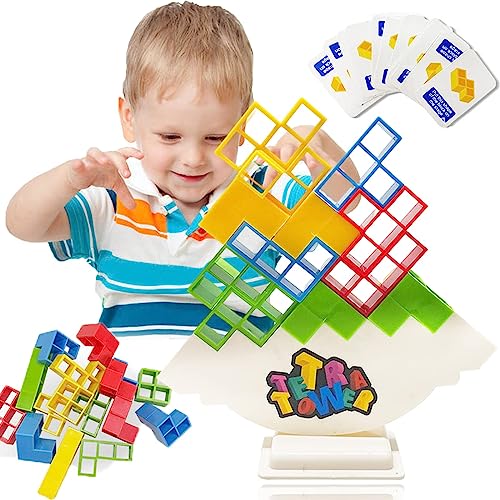 OOTDAY Tetra Tower Balance Game, Russian Building Blocks,Decompression Balance Building Blocks, Balancing Stacking Toys for Kids Adults, Balance Blocks Puzzle Assembling Tetris-48pcs