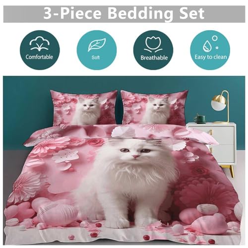 Housse de couette chat et cœur : douceur et tendresse pour grand lit - 6