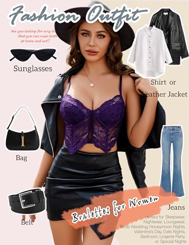 Image of Avidlove Lace Bralettes for Women Y2k Camisole Lingerie Adjustable Strap Crop Top