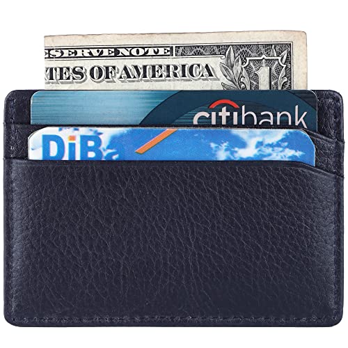 Image of Brooklyn Bridge RFID Secure Leather Card Case for Men Slim Credit Card Holder Front Pocket Business Card Organizer ID Holder Minimalist Cash Sleeve Everyday Carry Accessory