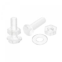 Vista 13 de uxcell Tornillos de máquina Phillips de plástico M4 x 1.181 in con tuercas y arandelas planas, pernos de máquina de cabeza plana de PC