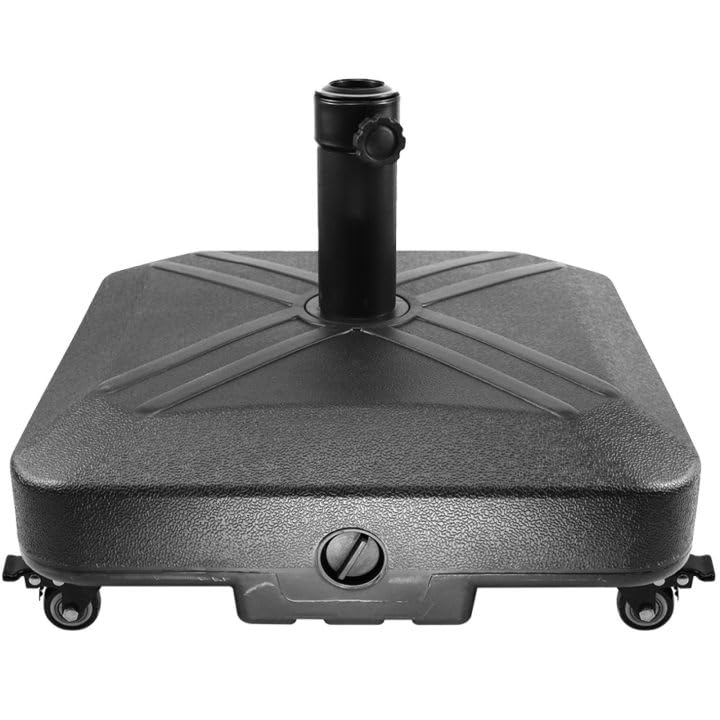 KOBSAINF Heavy Duty Outdoor Patio Umbrella Stand Base with Locking Rolling Wheels, 125 lbs Capacity, Fillable with Sand or Water