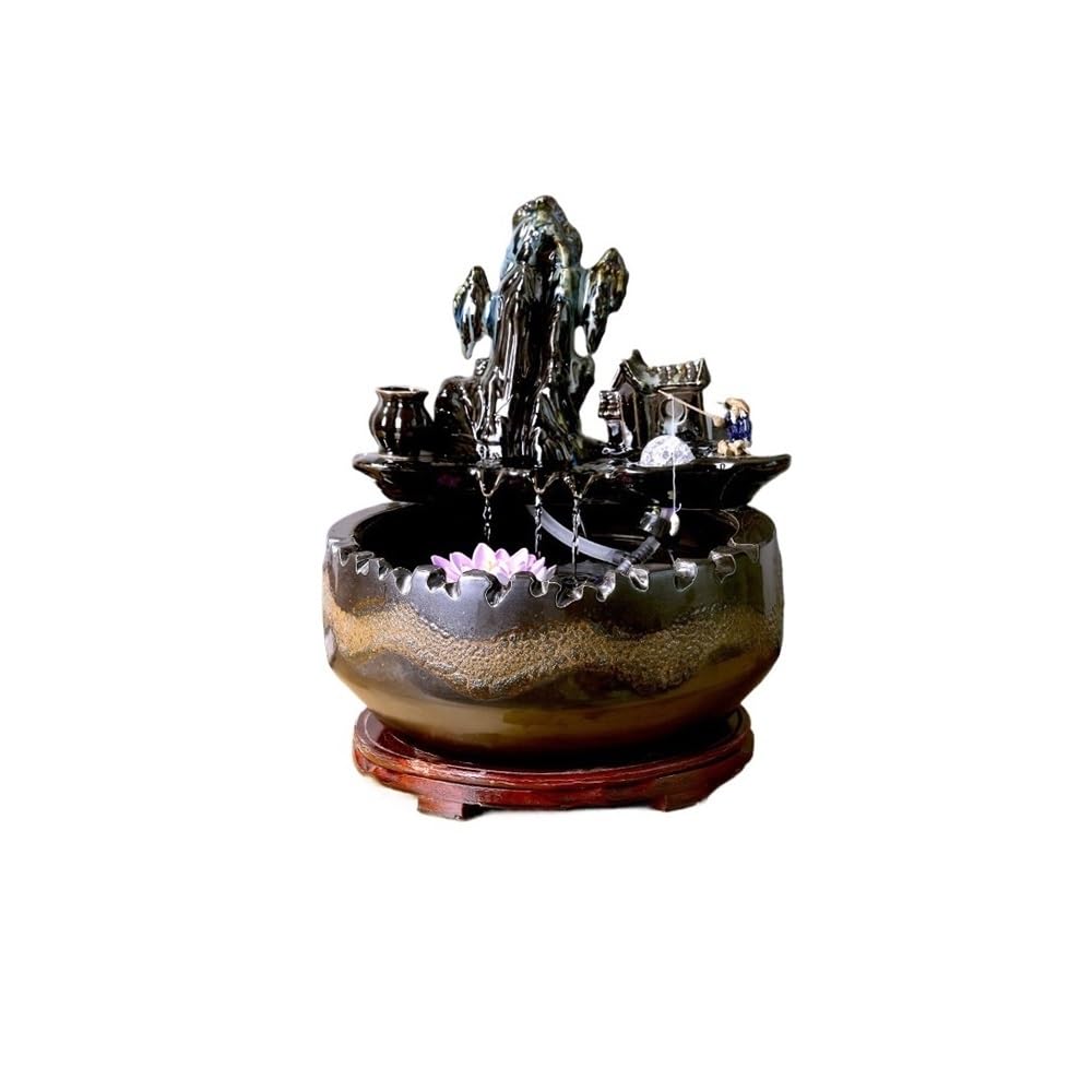 ZTHYSHOZ Tabletop Fountain Waterfall Ceramic Tabletop Fountain for Indoor and Home Decoration Table Desk Office Patio