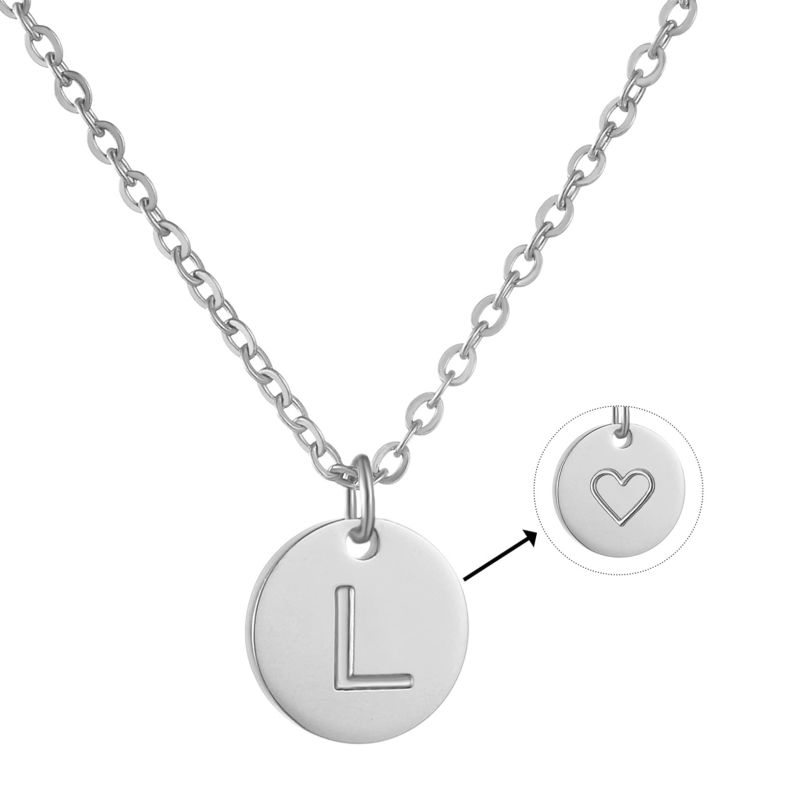 AFSTALR Collar Inicial Mujer Oro Colgante Letras Nombre Personalizado Corazón Tallado Regalo de Cumpleaños para Mamá y Abuela e Hija (1 cm de diámetro)