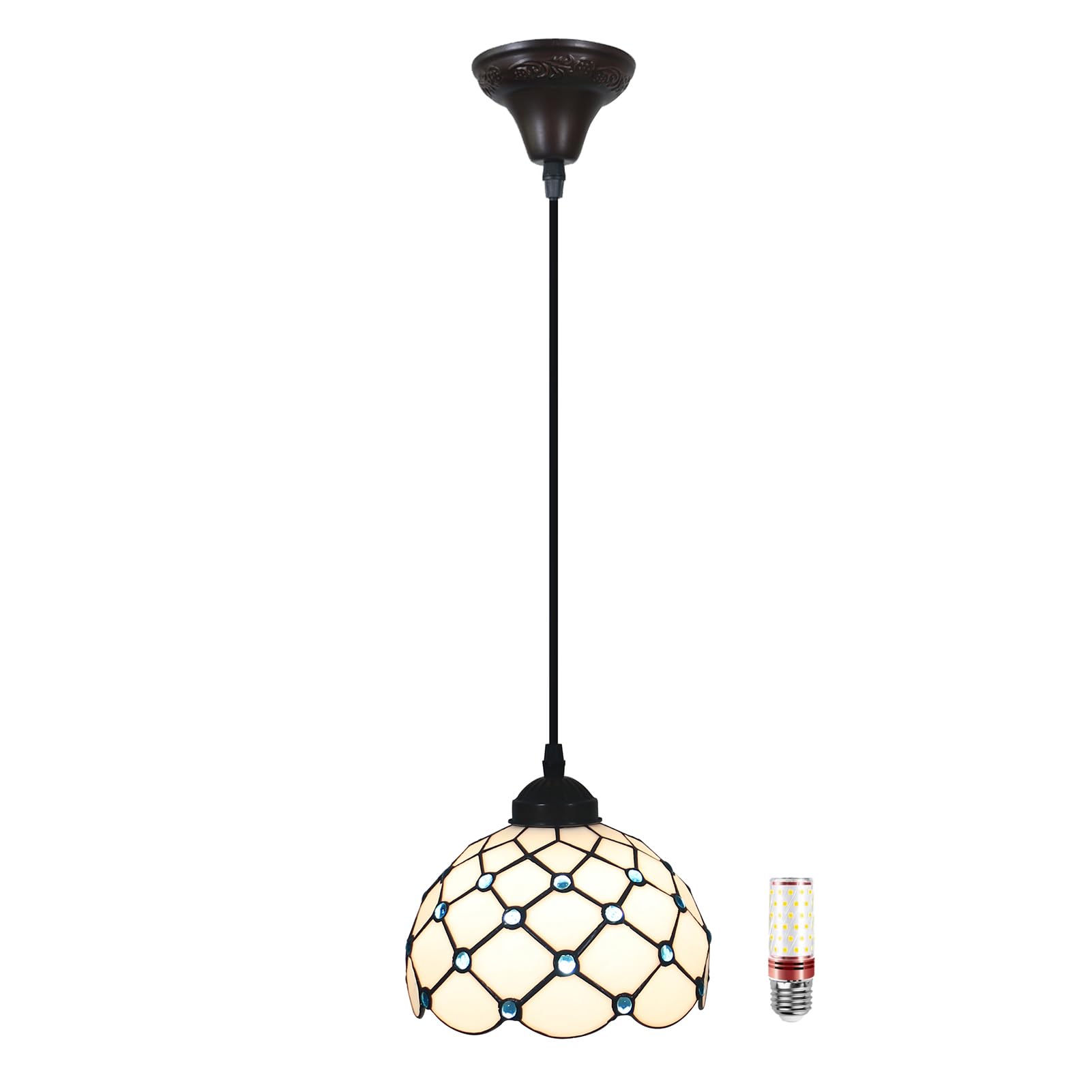 Lámpara de techo Tiffany retro colgante de vitral vintage para iluminación de interior