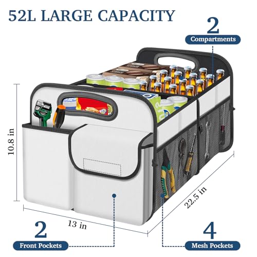 Image of Femuar Car Trunk Organizer, Car Storage Organizer with Large Capacity Waterproof Collapsible Trunk Organizer for Car Suv /Jeep /Sedan (Beige, Standard)