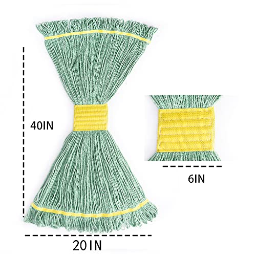 Image of Matthew Cleaning 12Pcs 5'' Headband White&Orange&Green 24Oz Commercial String Mop Heads, Loop-End Mop Head Replacement, Heavy Duty Industrial Washable&Reusable Mop Refills for Residential& Warehouse
