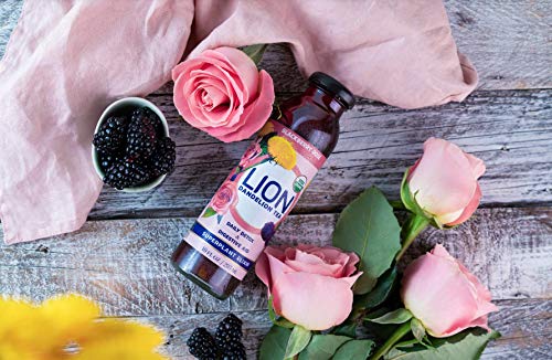 LION Organic Bottled Dandelion Tea | Immunity Booster - Prebiotic Tea Full of Antioxidants | Blackberry Rose | 12 Pack
