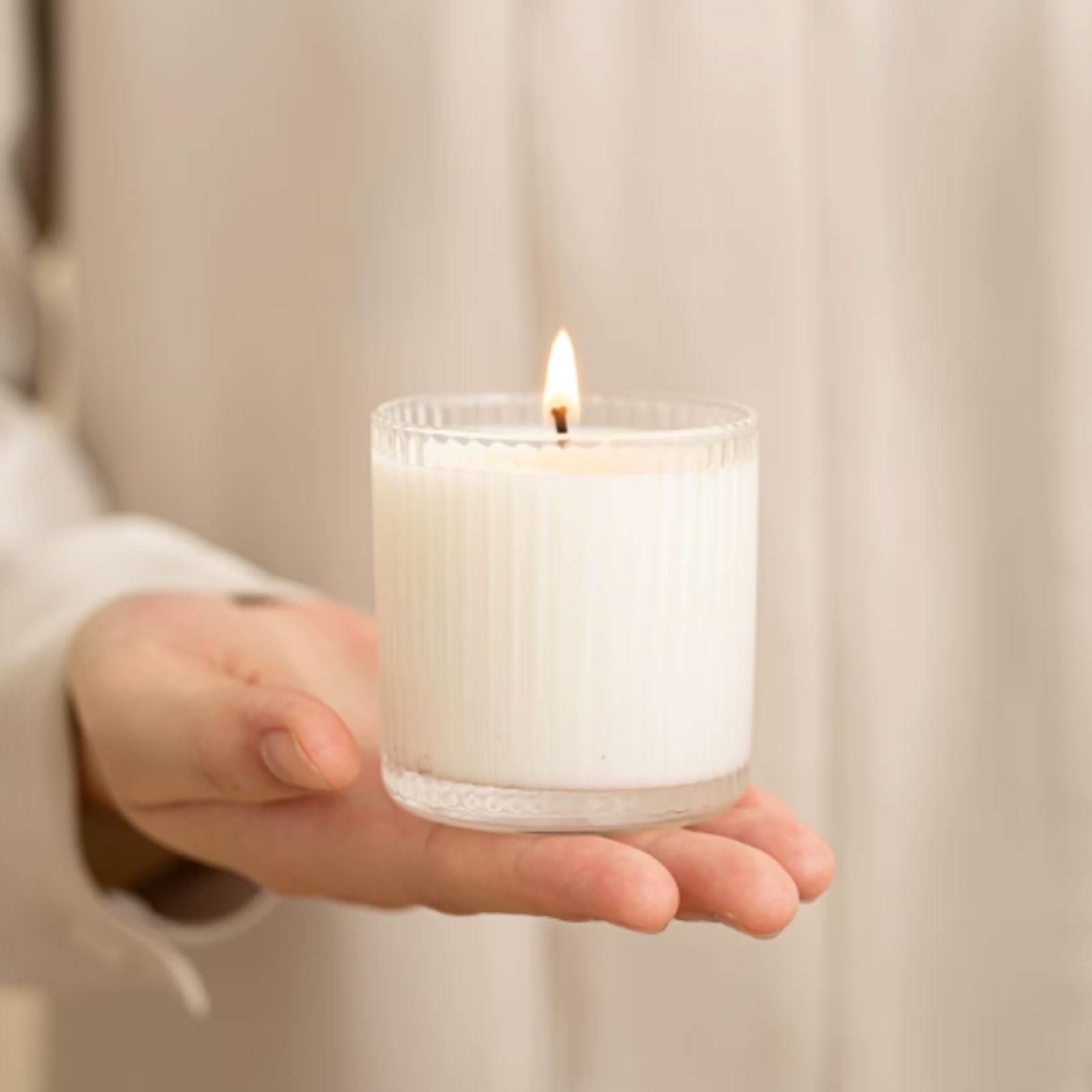Exquisito Velas de cristal hechas con cera de soja y aceites esenciales, velas redondas en tarro de Camelia for el hogar perfumadas meloso