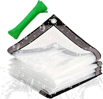 Clear Tarp Waterproof Heavy Duty 7x10ft, Tarpaulin Cover Waterproof, Transparent Poly Tarps with Grommets, for Deck Patio Or Outdoor Camping Rainproof Or Sun