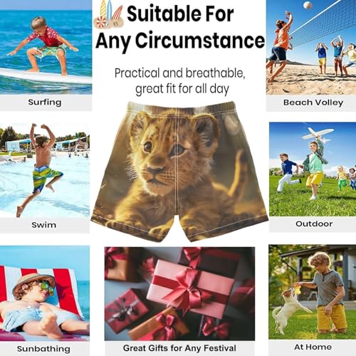 visesunny Summer Boy's Beach Shorts Sunset Little Lion Quick Dry Swim Trunks Baby Boy Bathing Suit2