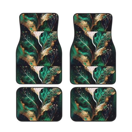 Alfombrillas coche mármol verde esmeralda juego 4 piezas universales neopreno
