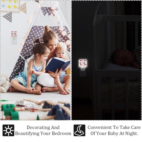 Image of NEWzone Red Fire Truck Night Light Plug into Wall with Dusk to Dawn Light Sensors, Warm Nightlights for Bedroom, Bathroom, Hallway, Kitchen, Gifts Ideal for Girls Boys