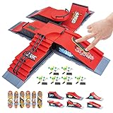 6PCS Finger Skateboards Ramp Set, 6 in 1 DIY Montage Mini Skateboard Ramp Kit, Ultimate Sports Training Requisiten Deck Track Ramps Fingerskate Skate Park Spielzeug für Jugendliche Kinder Geschenk
