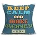 Xihomeli - Funda de cojín decorativa de algodón y lino para el hogar, diseño vintage con texto en inglés "Keep Calm and Make Money (45 x 45 cm)