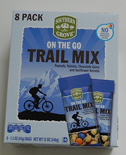On the Go Trail Mix of Chocolate Gems, Peanuts, Raisins and Sunflower Kernels 2 Packs Each with 8 bags (Total 16 )