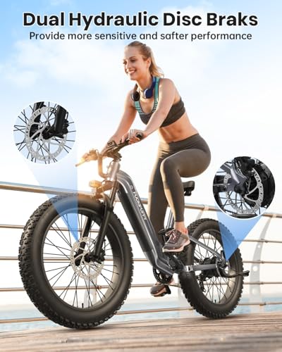 Image of PUCKIPUPPY Electric Bike for Adults 960W, 48V 20AH Battery Adult Electric Bicycles, 26 inch Fat Tire Full Suspension Step-Thru Ebike, 28MPH Mountain Ebike, 7 Speed, 80Miles Range-Boxer ST