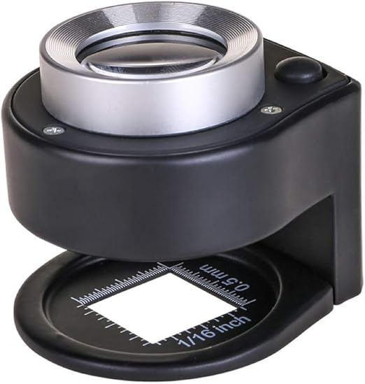 Loupe de Poche Compte Fil 10x 30x Loupe avec échelle de lumière LED
