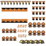 Halloween-Geschirr-Set, Halloween-Besteck for Schule, Büro, Zuhause, personalisiertes Partybesteck, niedliche Muster, Pappteller, Tasse, Servietten, Besteck, Tischdecke for Schule, Büro, Zuhause