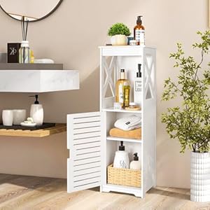 YIGANG Waterproof Bathroom Cabinets,White Bathroom Storage Shelf Organizer Cupboard with Daily use Layer and 1 Cupboard Door (XX) YIGANG Waterproof Bathroom CabinetsWhite Bathroom Storage Shelf Organizer Cupboard with Daily use Layer and 1 Cupboard Door XX