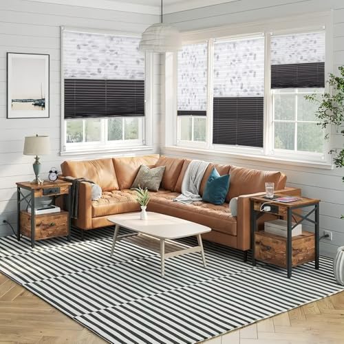 Sekey Plissee Day+Night Doppelplissee Verdunkelung ohne Bohren verspannt Lichtschutz 110x130cm Druck+Dunkelgrau – Ansicht 8