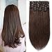 Produktbild TESS Clip in Extensions Echthaar Haarteile Haarverlängerung Standard Weft Grad 7A Lang Glatt guenstig Remy Human Hair 10 Tressen 22 Clips 35/40/45cm-90g(#4 Schokobraun)