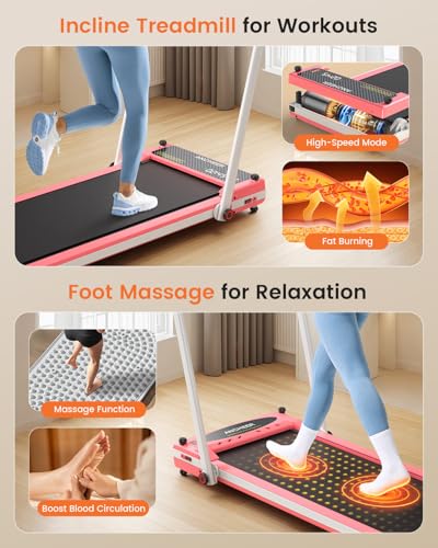 Image of ANCHEER Walking Pad with Incline - Under Desk Treadmill with Handle Bar