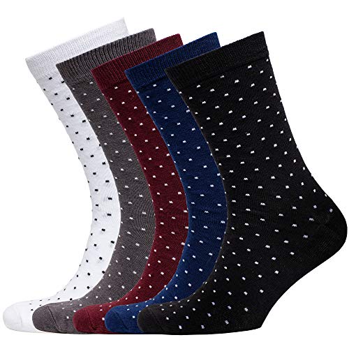 NUDUS Men’s Cotton Dress Socks - 5 Pair Gift Box - Soft, Thin and Breathable
