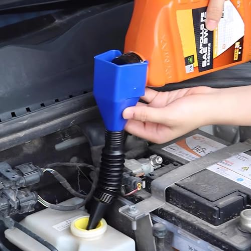 Tubo de funil de óleo automotivo flexível azul – Design mãos livr...