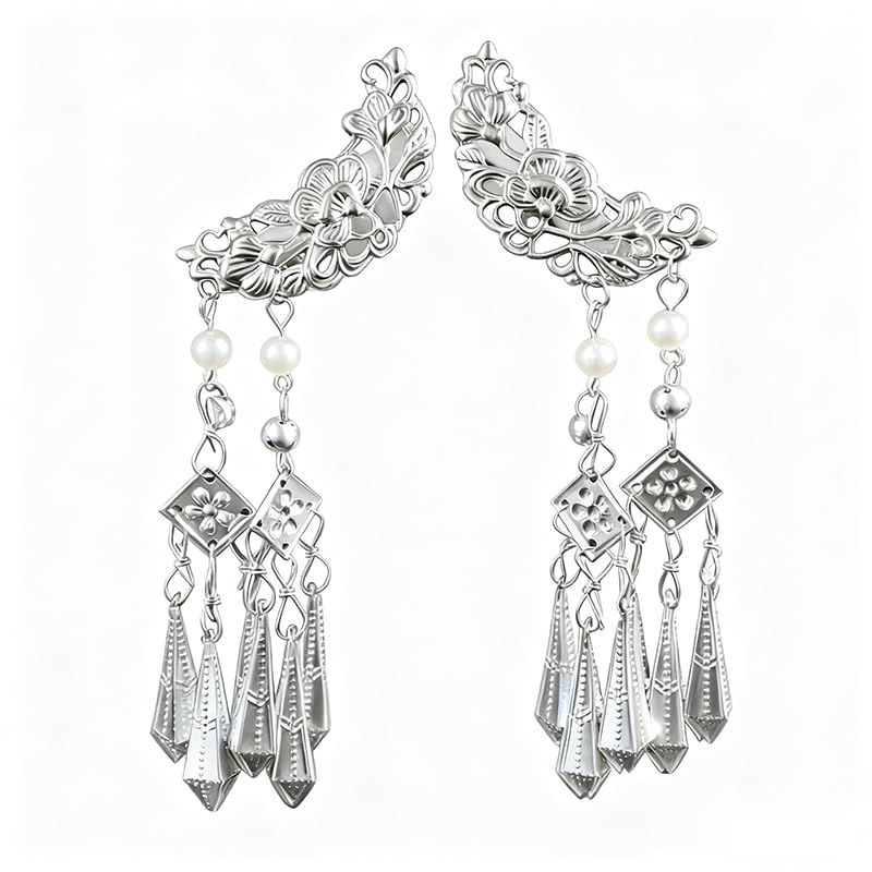Hanfu Hair Accessories Chinese Decorative Hair Clips, Silver, 1 Pair image 4