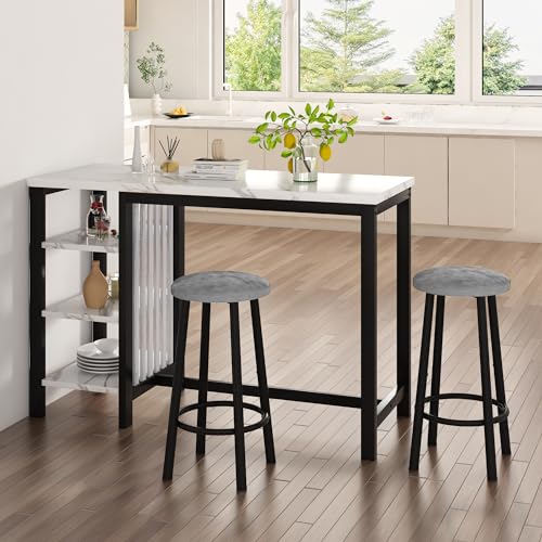 image for Lamerge Kitchen Furniture Bar Height Table and Chairs for 2 People, 4-